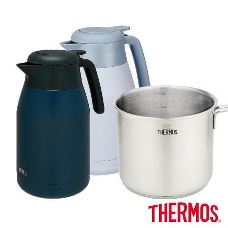 獨家組【THERMOS膳魔師】不鏽鋼真空保溫壺1500ml+單柄牛奶鍋16cm(THS-1500+MLK-S16)