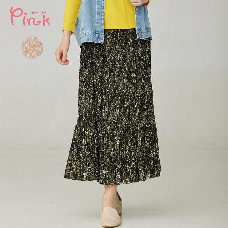 唯美花卉雪紡細百褶裙