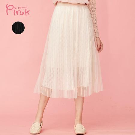 Pink*
浪漫百褶波紋夾層紗裙