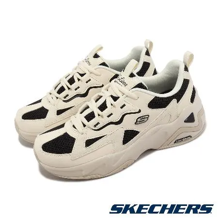 Skechers 休閒鞋 D Lites Hyper Burst 女鞋 米白 黑 固特異大底 老爹鞋 記憶鞋墊 拼接 896178NTBK