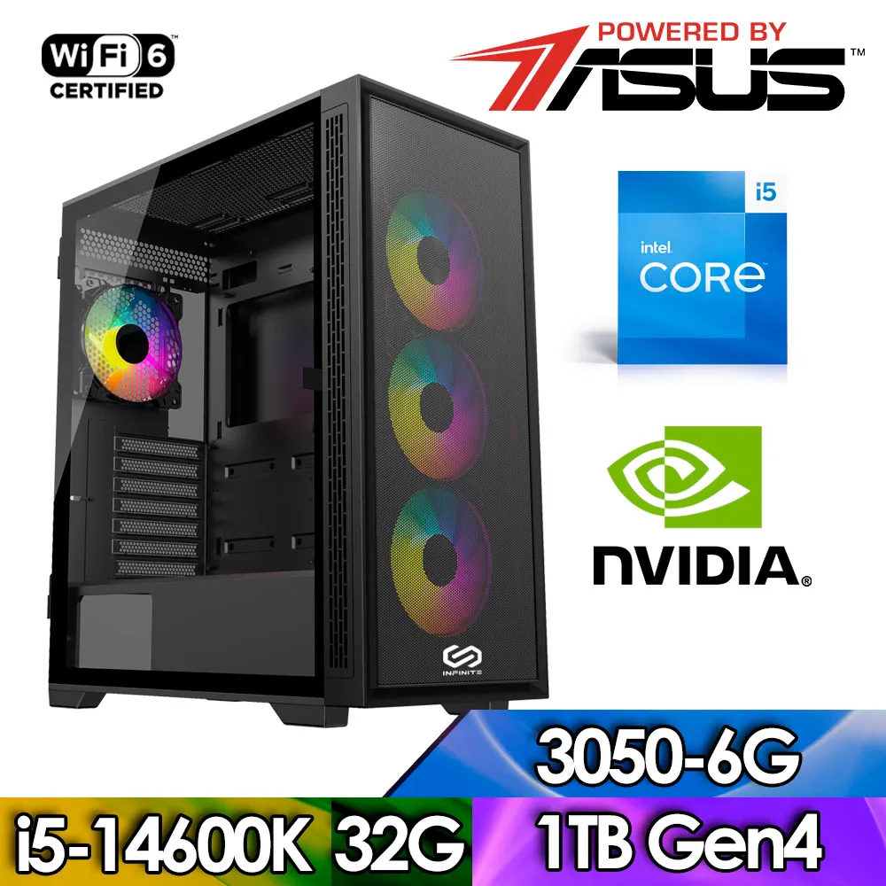 華碩Z790平台【FE1EC1017G】(i5-14600K/32G/1TB/RTX3050-8G)