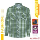 【瑞多仕-RATOPS】男款 長袖彈性格子襯衫(胸前口袋/可翻摺袖口) DA2501 叢林綠/翠綠