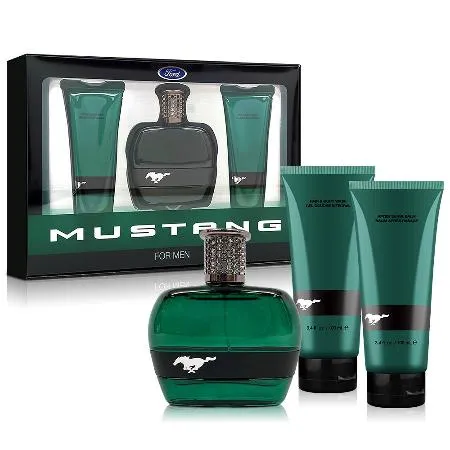 FORD MUSTANG 福特野馬 美式傳奇綠鑽男性淡香水禮盒-香水100ml+2合1沐浴膠100ml+鬍後膠100ml