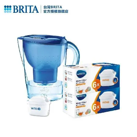 【德國BRITA】去水垢專家濾芯12入 加贈Marella馬利拉濾水壺2.4L (共1壺13芯)｜台灣BRITA官方授權