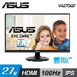 【ASUS 華碩】VA27DQF 27型 IPS 100Hz 無邊框護眼螢幕