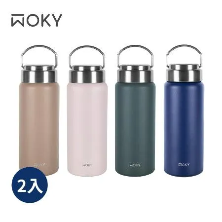 (買一送一)【WOKY沃廚】提手輕芯鈦瓷易潔層保溫瓶500ml