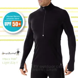 【美國 SmartWool 】男款 Men's PhD® Light Zip T 美麗諾羊毛 半門襟高領保暖上衣(UPF 50+)/長袖衛生衣.登山健行_黑 SW0SO934