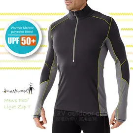 【美國 SmartWool 】男款 Men's PhD® Light Zip T 美麗諾羊毛 半門襟高領保暖上衣(UPF 50+)/長袖衛生衣.登山健行_灰 SW0SO934