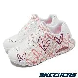 Skechers 休閒鞋 Uno-Spread The Love 女鞋 白 粉紅 愛心 滿版 氣墊 聯名 皮革 小白鞋 155507WCRL