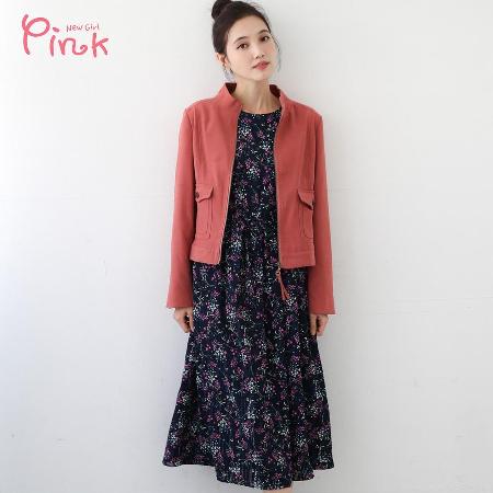 Pink*
花卉印花綁帶洋裝