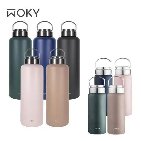 【WOKY 沃廚】提手輕芯鈦瓷易潔層保溫瓶500ml+1200ml