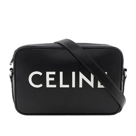 【CELINE】Logo 平滑小牛皮中型郵差包(黑色)