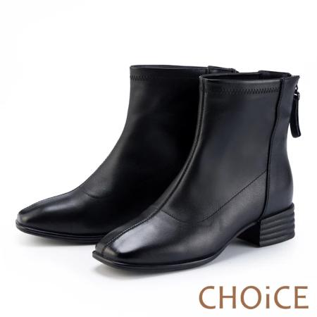 CHOiCE
柔軟皮質方頭低跟靴