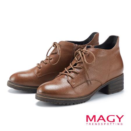MAGY
綁帶蠟感羊皮牛津靴