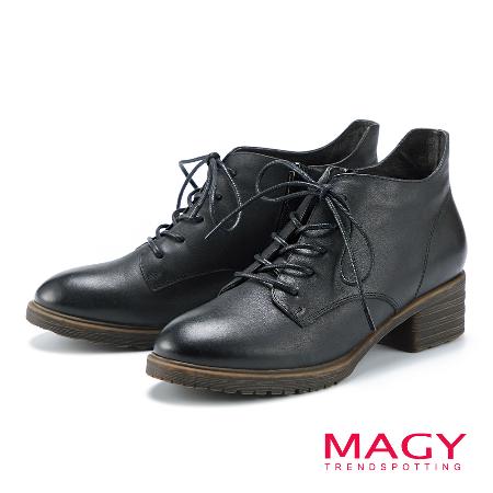 MAGY
綁帶蠟感羊皮牛津靴