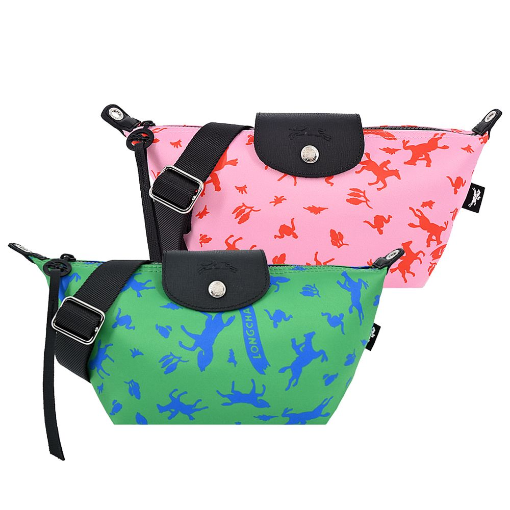 LONGCHAMP 
再生帆布奔馬撞色斜背包