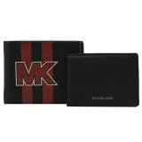 【全新福利品】MICHAEL KORS COOPER MK LOGO印花附活動夾多卡短夾.黑