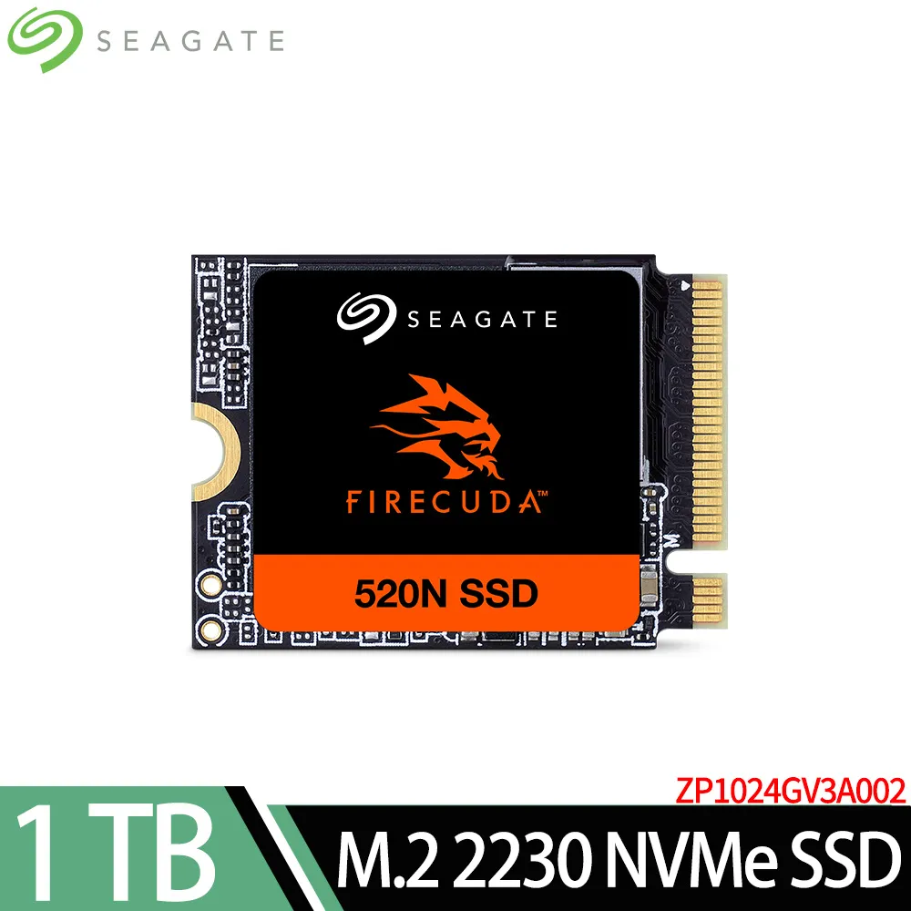 希捷火梭魚 Seagate FireCuda 520N 1TB Gen4×4 PCIe M.2 2230 SSD固態硬碟(ZP1024GV3A002)