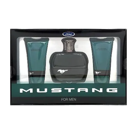 FORD MUSTANG 福特野馬 美式傳奇綠鑽男性淡香水禮盒【淡香水100ml+沐浴膠100ml+鬍後膠100ml】