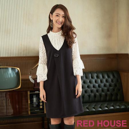 素面釦子背心洋裝