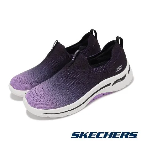Skechers 休閒鞋 Go Walk Arch Fit 女鞋 黑 紫 輕量 緩衝 足弓支撐 運動 健走 124885BKLV