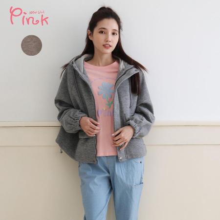 Pink*
連帽拉鏈短版外套
