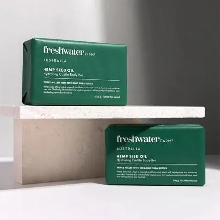 澳洲FRESHWATER FARM｜植萃香氛潔膚皂-⼤⿇籽極潤修護200g-2入組