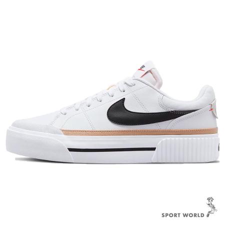 Nike 休閒鞋 女鞋 厚底 經典 Court Legacy Lift 白黑棕 DM7590-100