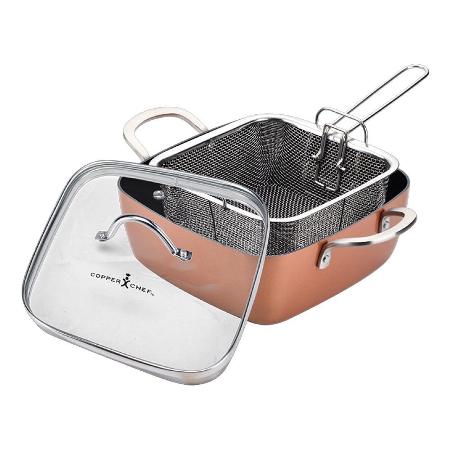 【超值3件組】COPPER CHEF 9.5吋雙耳方型黑鑽湯鍋(24CM)3件組