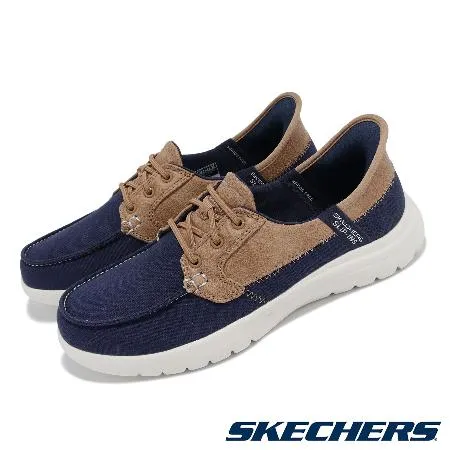 Skechers 樂福鞋 On-The-GO Flex Slip-Ins 女鞋 藍 棕 記憶鞋墊 帆布 健走 休閒鞋 136536NVY