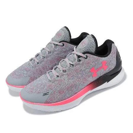 Under Armour 籃球鞋 Curry 1 Low Flotro NM2 男鞋 灰 粉 輕量 Flow UA 運動鞋 3026278401