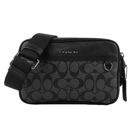 COACH 
銀字防刮皮革雙層拉鍊方包