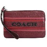 coach ch311 品牌logo壓紋拉鍊零錢手拿包.酒紅