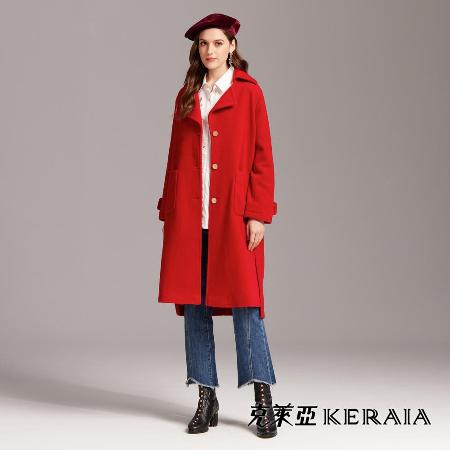 【KERAIA 克萊亞】暖冬耶誕都會長版毛呢大衣
