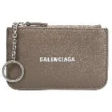 BALENCIAGA 巴黎世家 594324 燙印LOGO牛皮鑰匙零錢包.大象灰