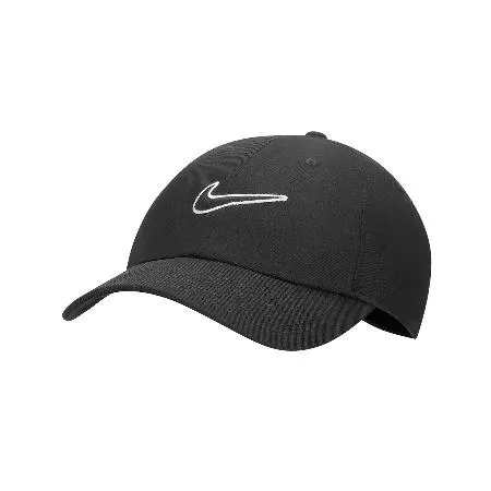 Nike 棒球帽 Club Swoosh Cap 男款 黑 白 刺繡 可調式帽圍 帽子 老帽 FB5369-010