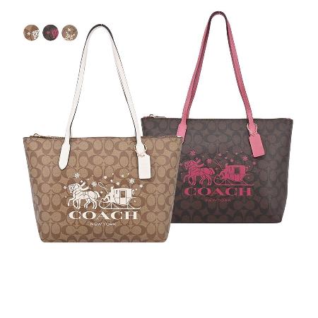 COACH 
印花LOGO寬型肩背包