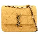 YSL 698162 Mini Jamie 金屬LOGO翻蓋斜背包.黃