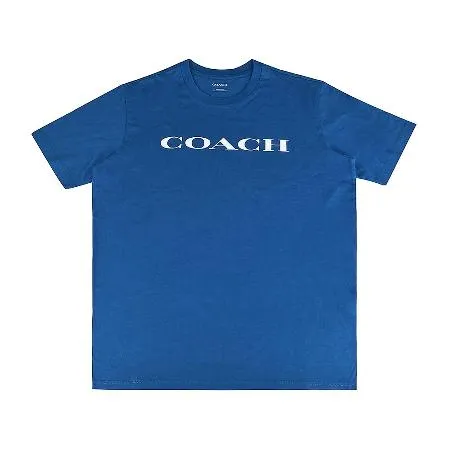 COACH ESSENTIAL 字母LOGO簡約純棉短袖T恤(男款/藍)