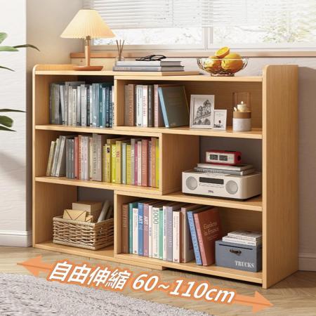 可伸縮可轉角-多功能簡易書櫃收納櫃(面寬60~110可伸縮)