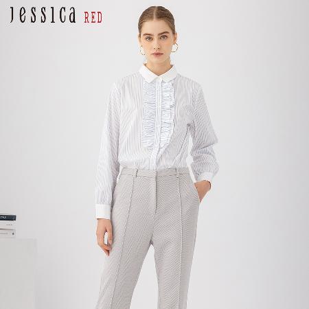 Jessica Red
木耳邊氣質條紋棉襯衫