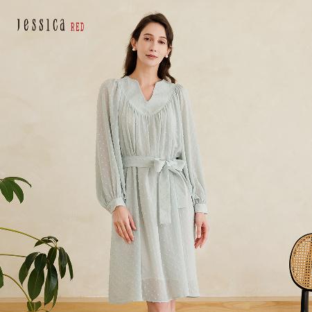 【Jessica Red】
綁帶寬鬆雪紡洋裝
