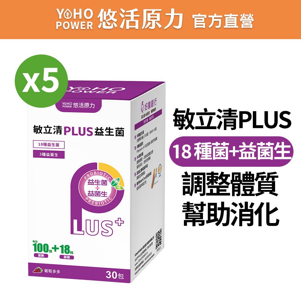 【悠活原力】
敏立清Plus益生菌X5盒