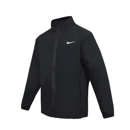 NIKE 男運動外套-DRI-FIT 休閒 連帽外套 保暖 上衣 黑銀