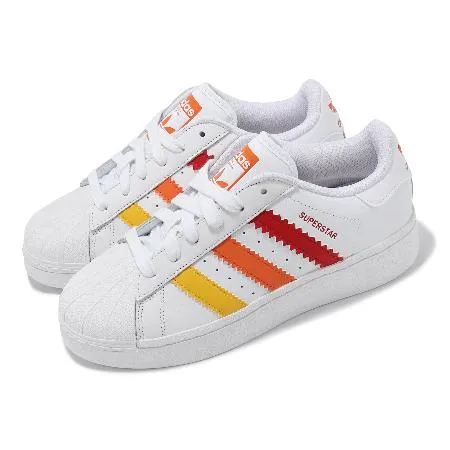 adidas 休閒鞋 Superstar XLG W 女鞋 白 紅 黃 皮革 貝殼頭 三葉草 厚底 愛迪達 IF9122