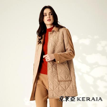 【KERAIA 克萊亞】粉金莊園K字鋪棉長外套