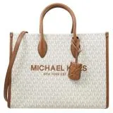 【全新福利品】MICHAEL KORS MIRELLA 經典印花拼皮兩用托特包.白咖