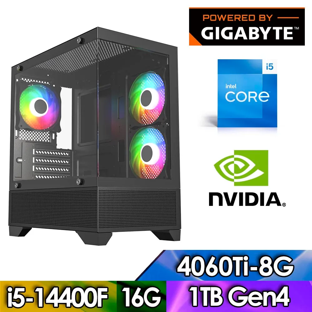 技嘉B760平台【FE2EC5014I】(i5-14400F/16G/1TB/RTX4060TI-8G)