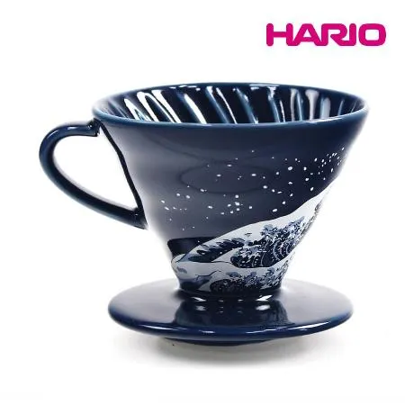 HARIO V60神奈川沖浪裏 02濾杯吳須色附V60漂白02濾紙110張