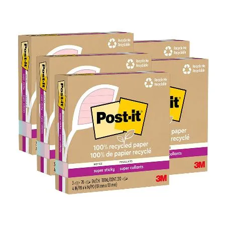 3M Post-it 利貼 狠黏 環保橫格便條紙 101x101mm 混色5盒 /組（共15本）675R-3SSNRP